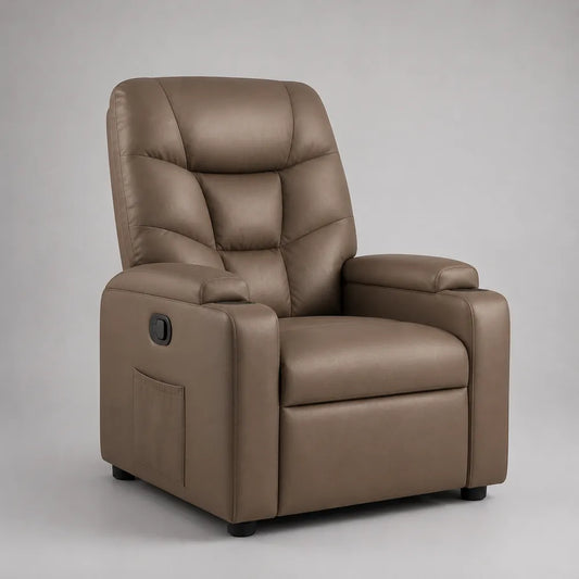 Poltrona relax reclinabile in PU marrone con poggiapiedi estensibile imbottita 78 x 90 x 102 cm